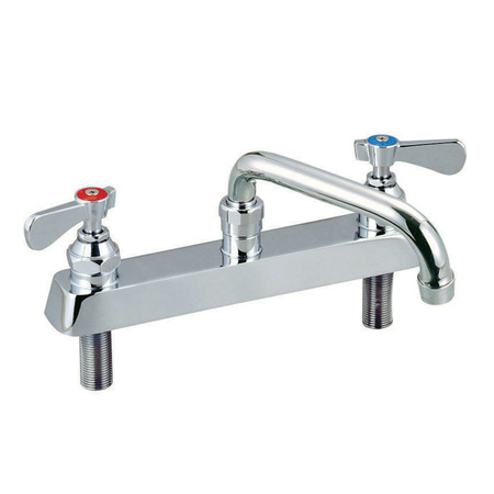 BK RESOURCES Optiflow Solid Body Faucet, 12" Swing Spout, 8" O.C. Deck Mount BKF-8DM-12-G